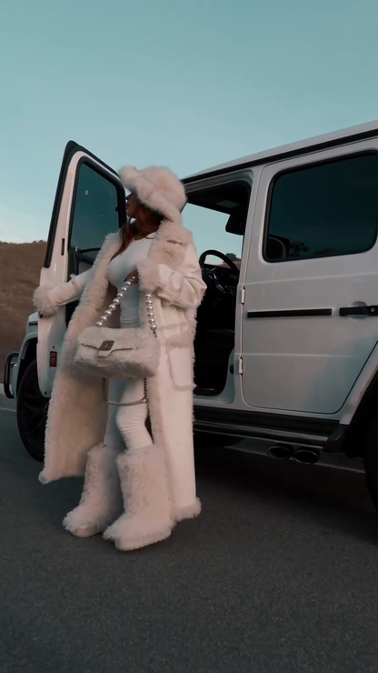 White wool long coat