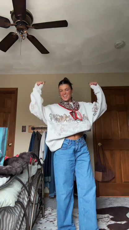 Horses Graphic Oversized Sunday Crew