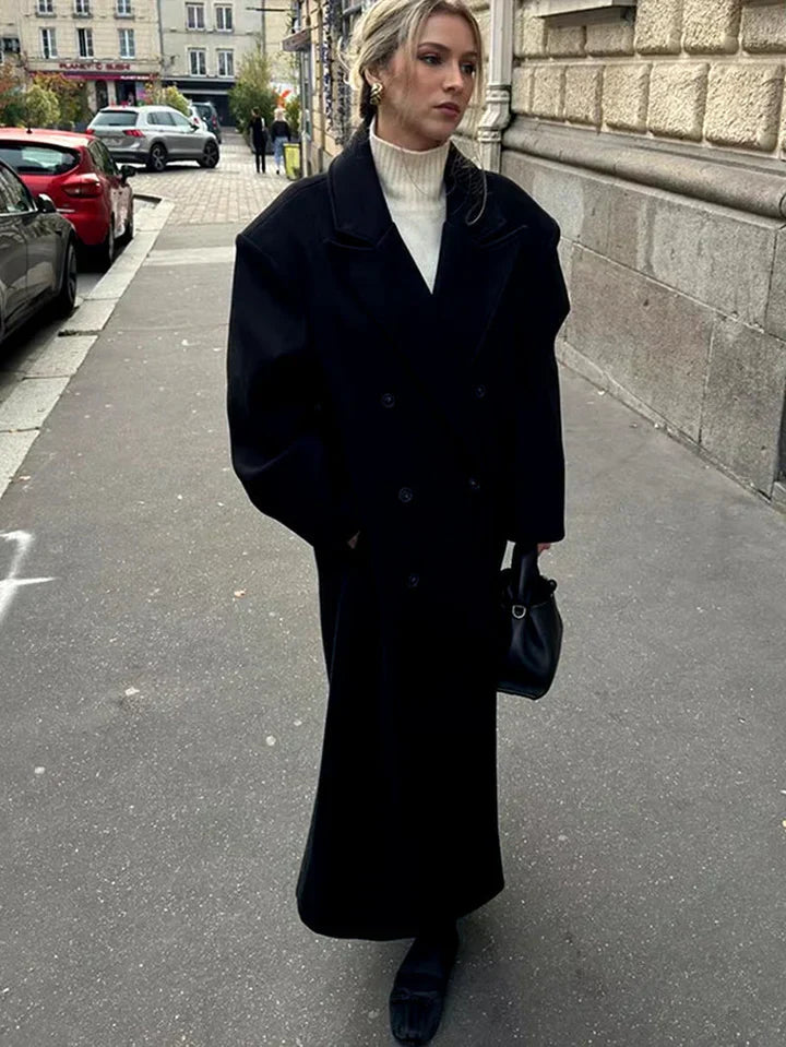 Wool extra long coat