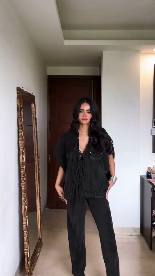 All - Black Relaxed Fit Co - ord Set