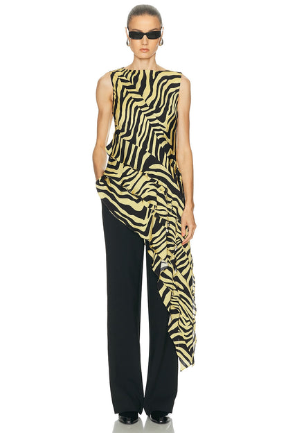 Yellow-Black Zebra-Print Asymmetric Set
