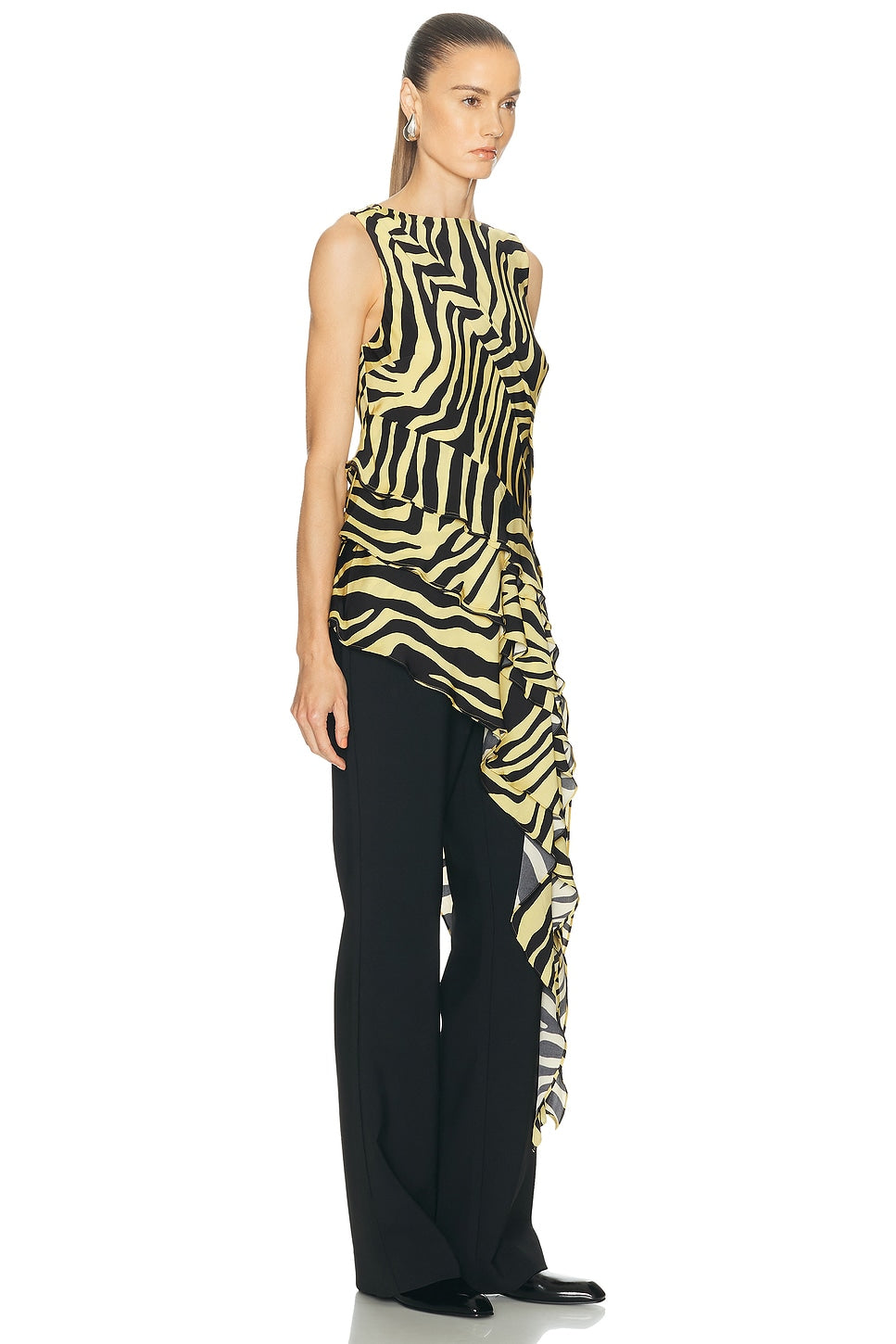 Yellow-Black Zebra-Print Asymmetric Set