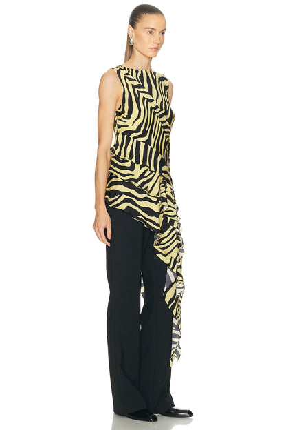 Yellow-Black Zebra-Print Asymmetric Set