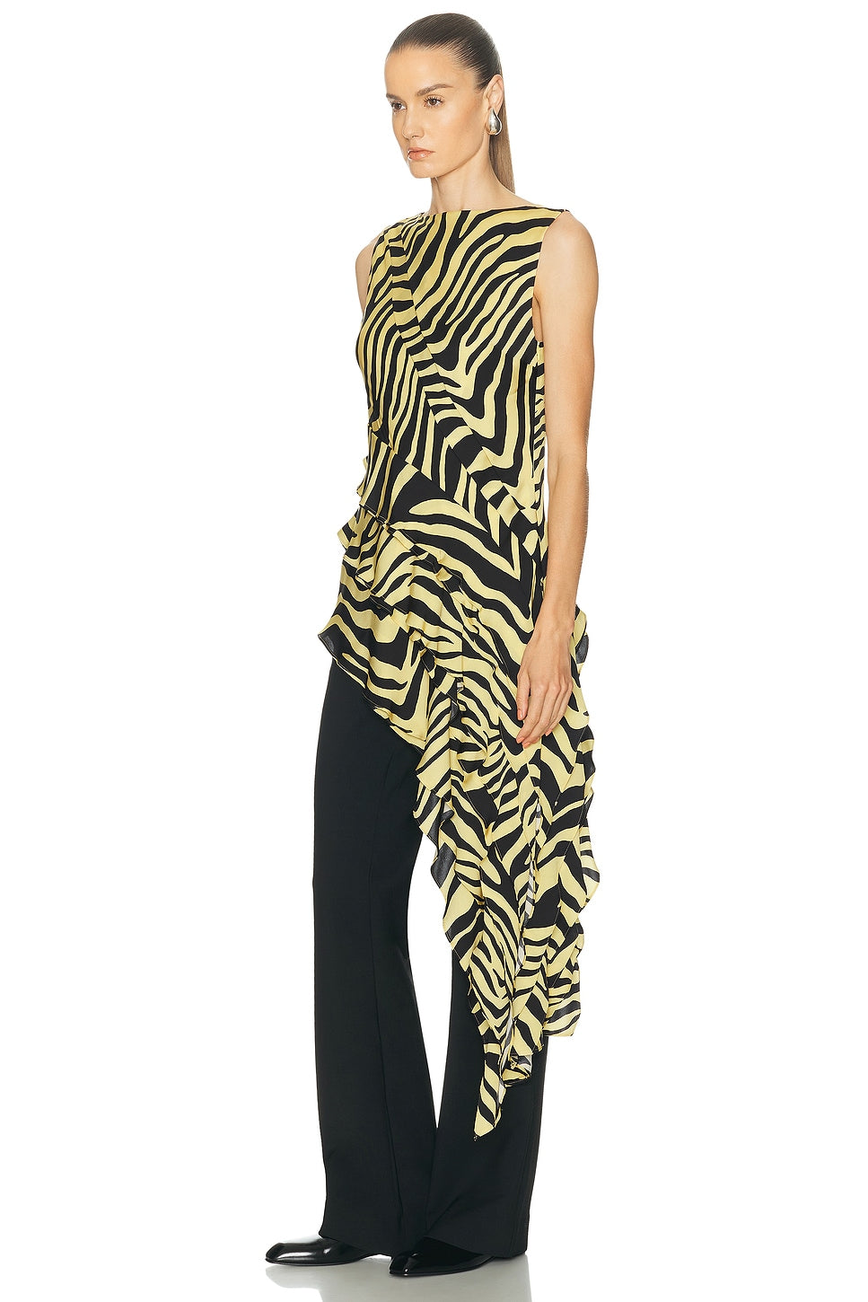 Yellow-Black Zebra-Print Asymmetric Set