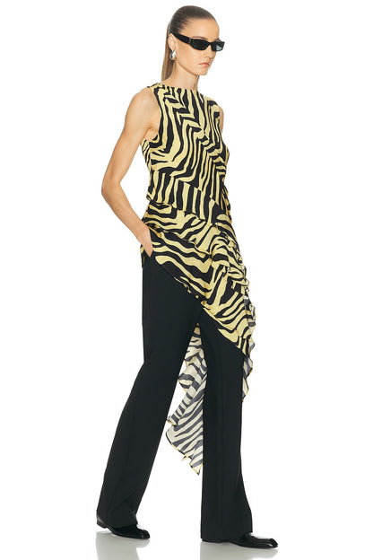 Yellow-Black Zebra-Print Asymmetric Set