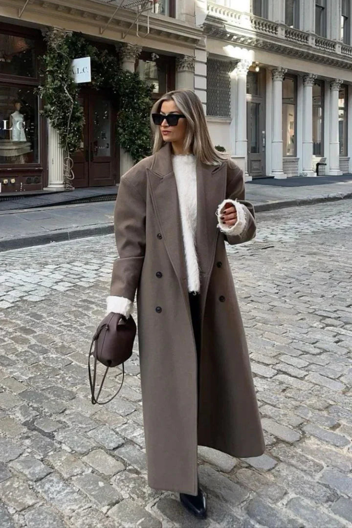 Wool extra long coat