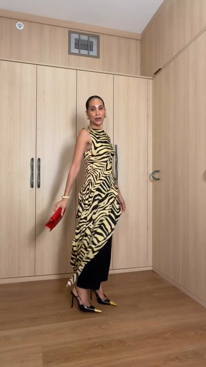 Yellow-Black Zebra-Print Asymmetric Set