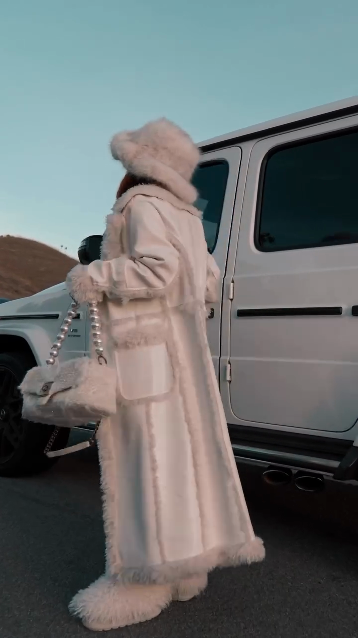 White wool long coat