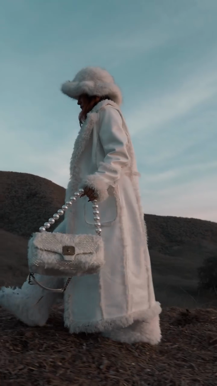 White wool long coat