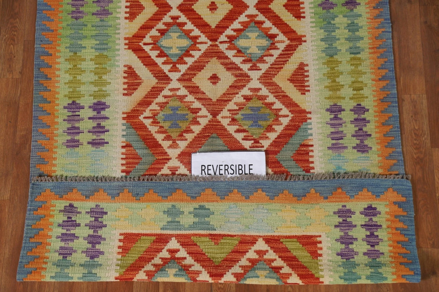 Oriental Accent Rug Kilim Flat Weave 4x6 Wool Reversible Southwestern Rug-