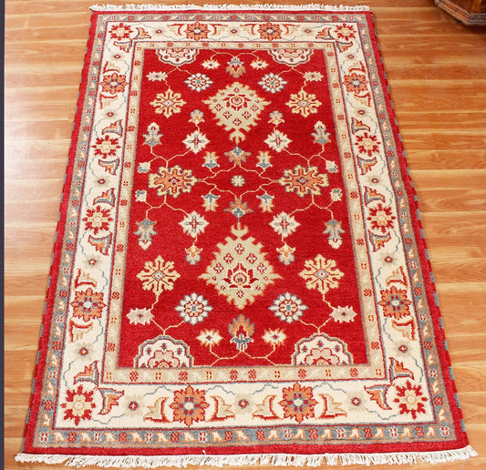 Vibrant Red Traditional Area Rug 6' x 8'