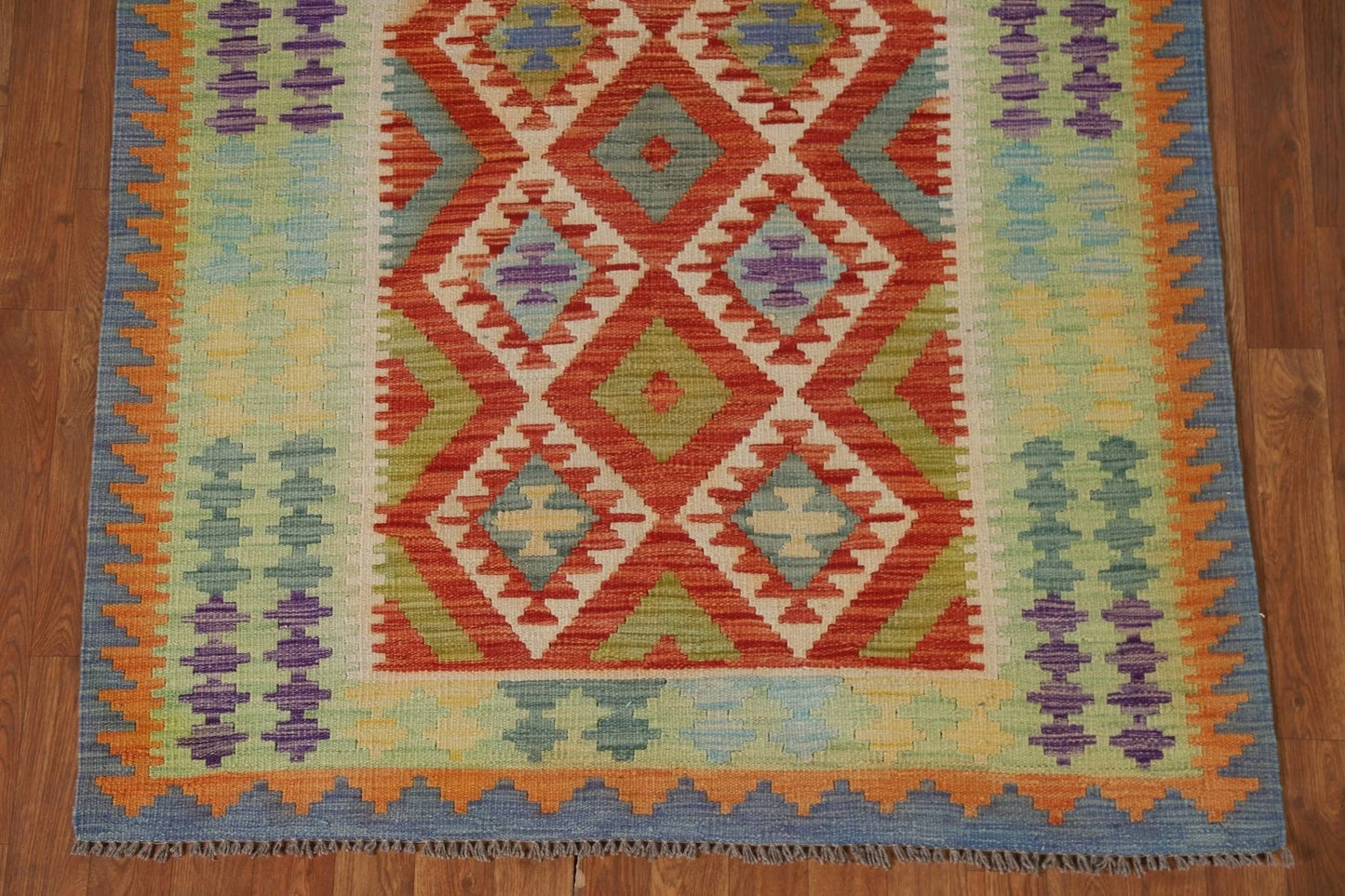 Oriental Accent Rug Kilim Flat Weave 4x6 Wool Reversible Southwestern Rug-